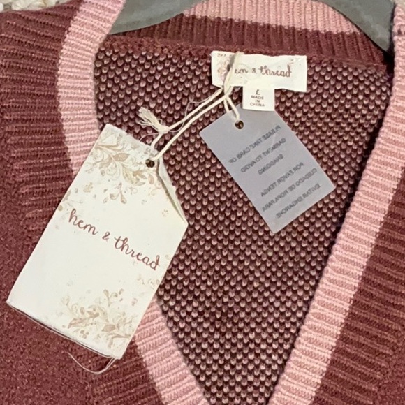 HEM & THREAD Flower Boxy Cardigan L 22” p2p Terra Rose $50 Retail NWT - Picture 3 of 13